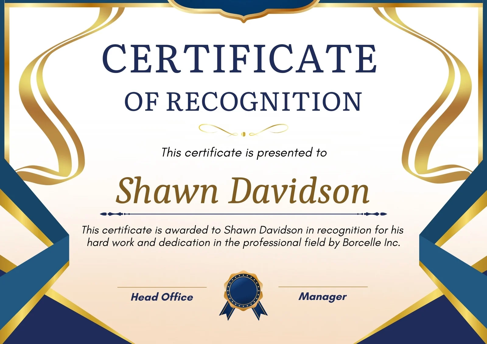 Free Printable Customizable Recognition Certificate Templates Canva
