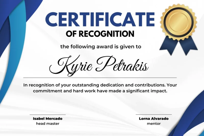 Free Printable Certificate Of Recognition Awards