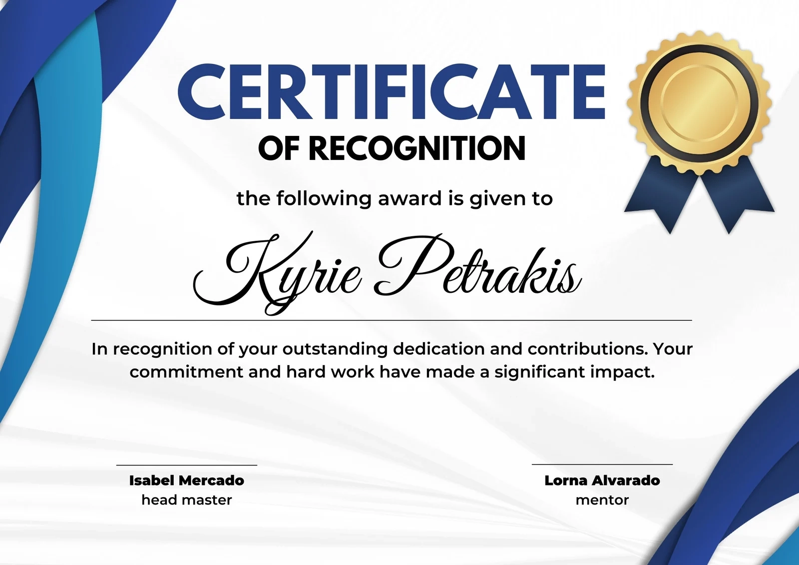 Free Printable Customizable Recognition Certificate Templates Canva