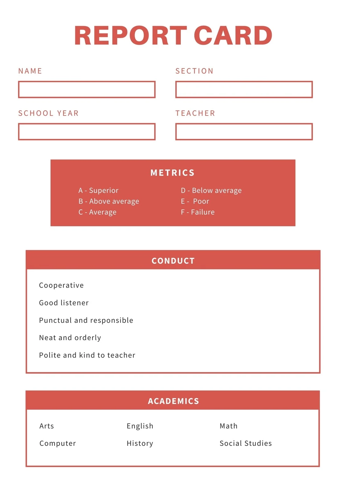 Good Report Card Printable Certificate