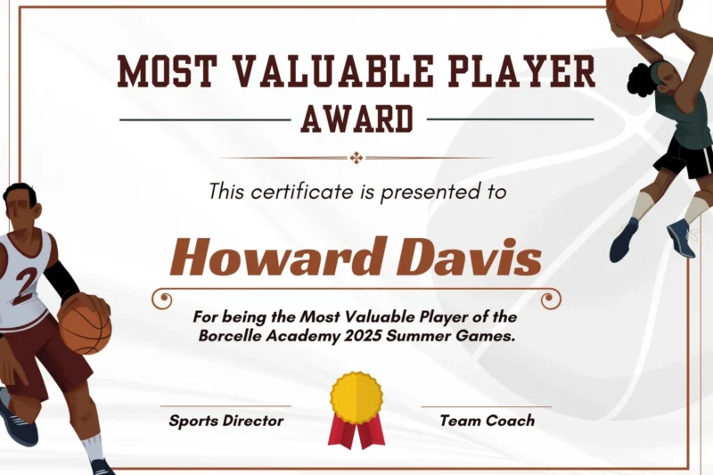 Free Printable Basketball Certificate Template