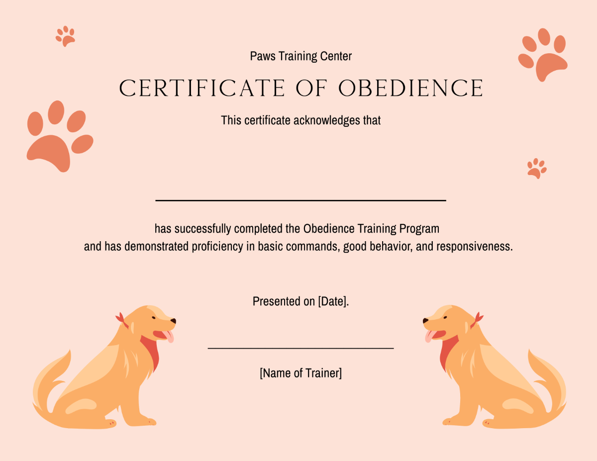 Dog Training Certificates Free Printable