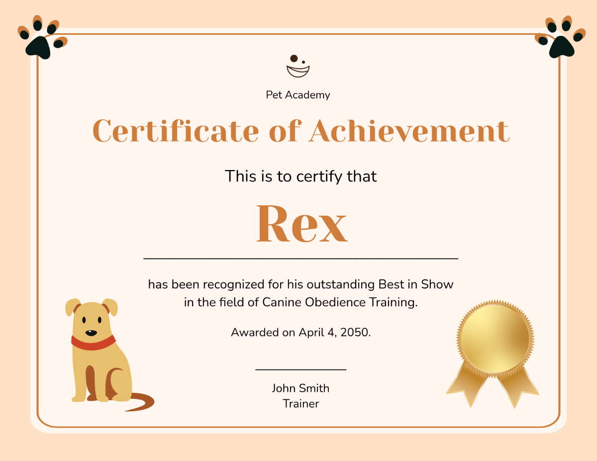 Free Printable Dog Certificate Templates To Customize Online