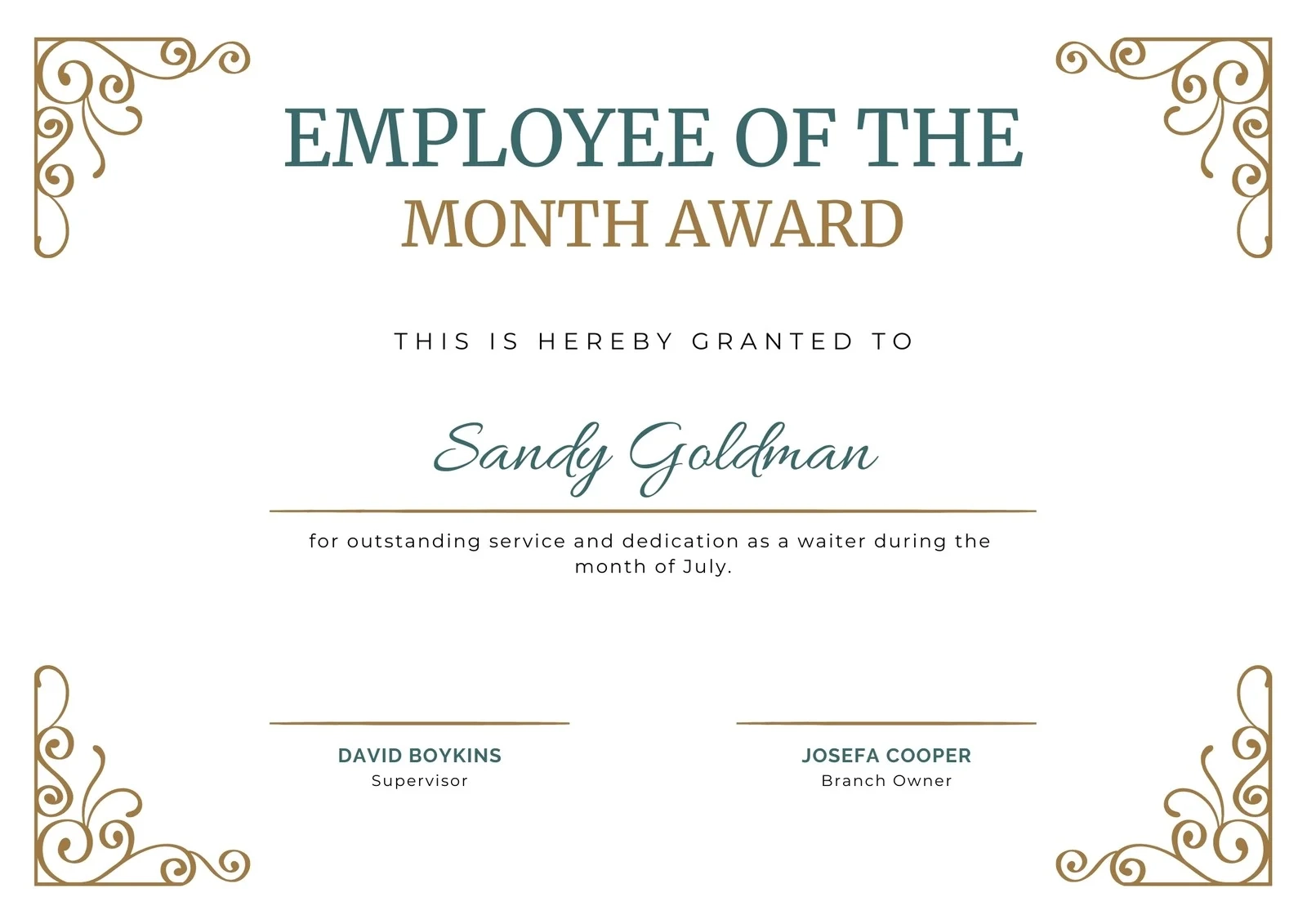 Printable Employee Of The Year Certificate
