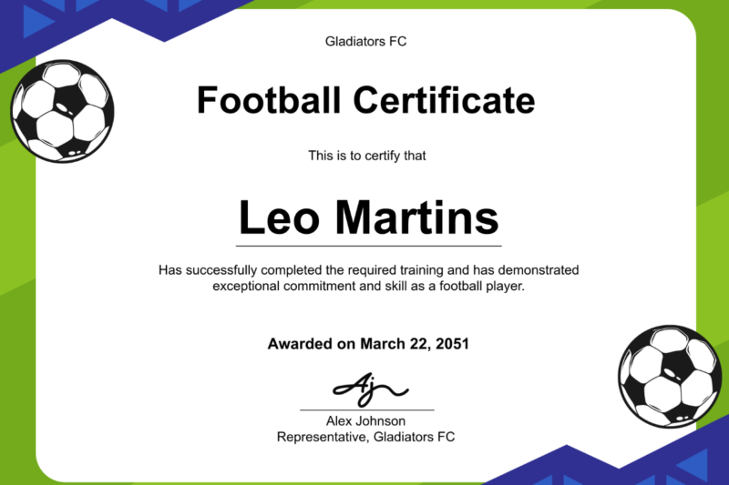 Printable Football Certificate Design