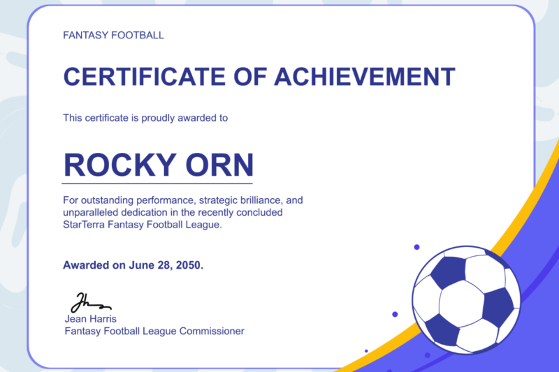 Printable Certificate Of Completion Football