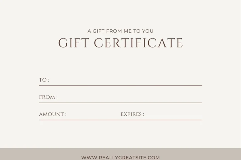 Printable Restaurant Gift Certificate