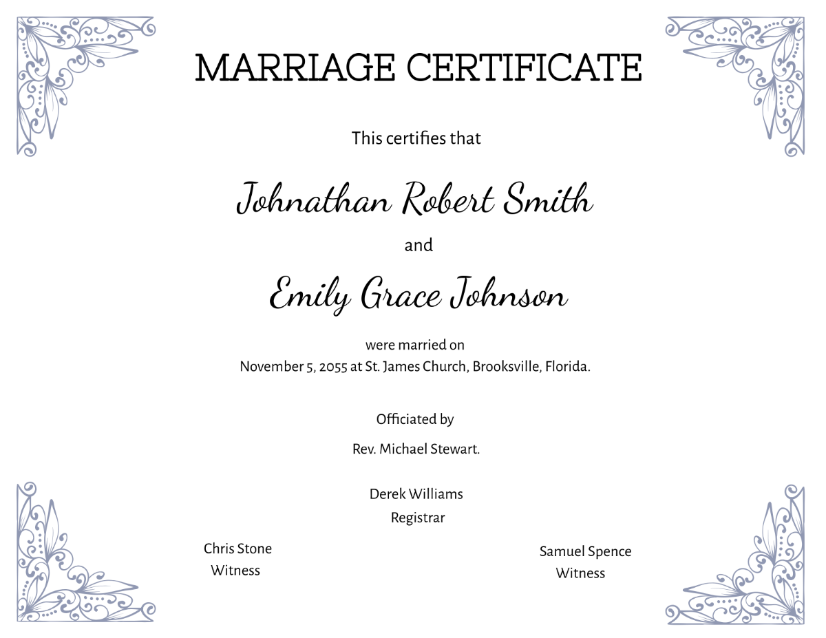 Printable Marriage Certificate Download