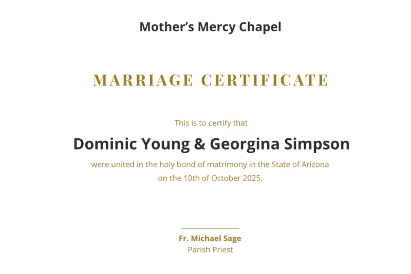 Marriage Certificate Template Printable
