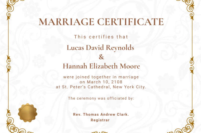 Free Printable Marriage Certificates Online