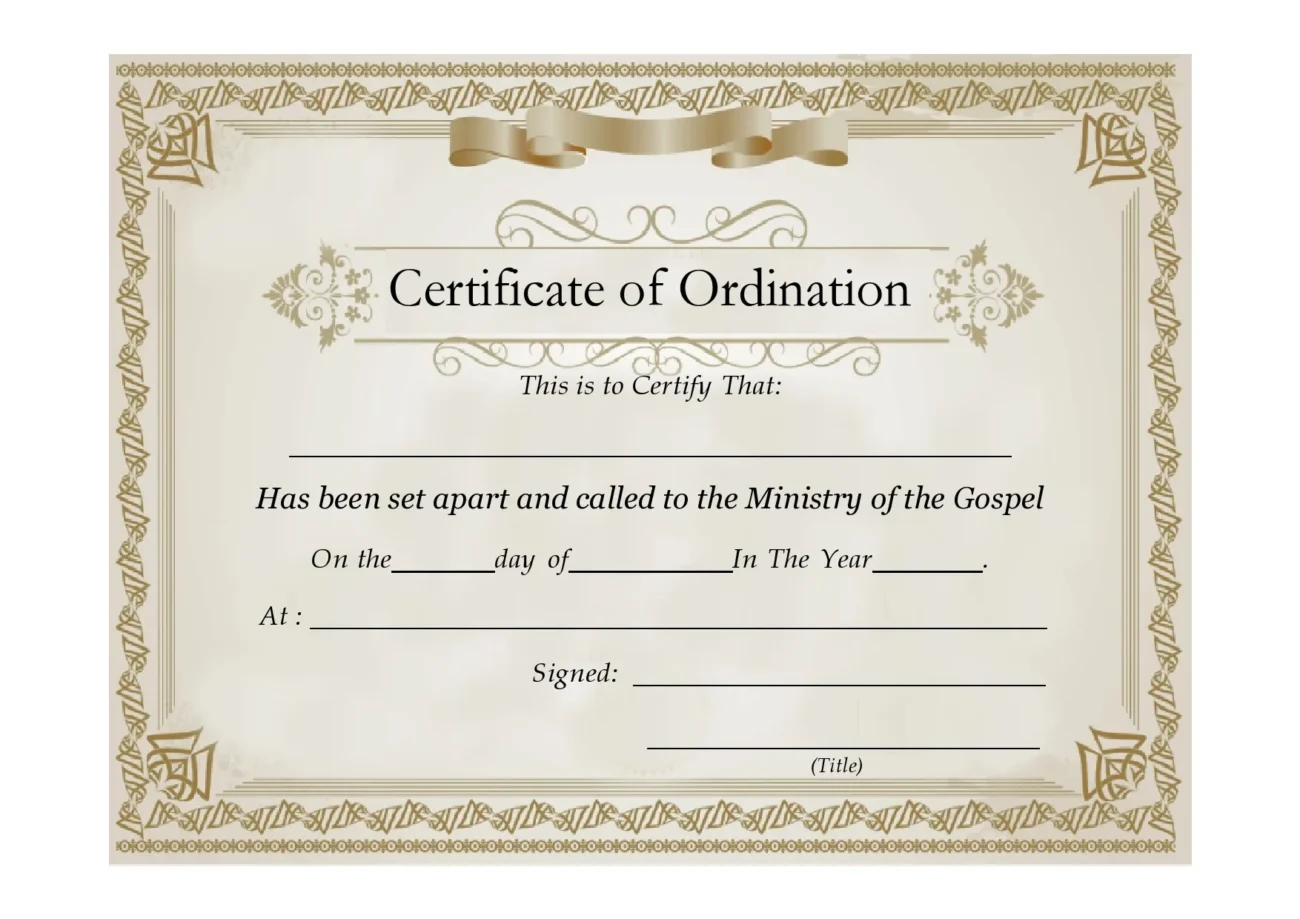 Free Printable Minister License Certificate Printable Study Planner