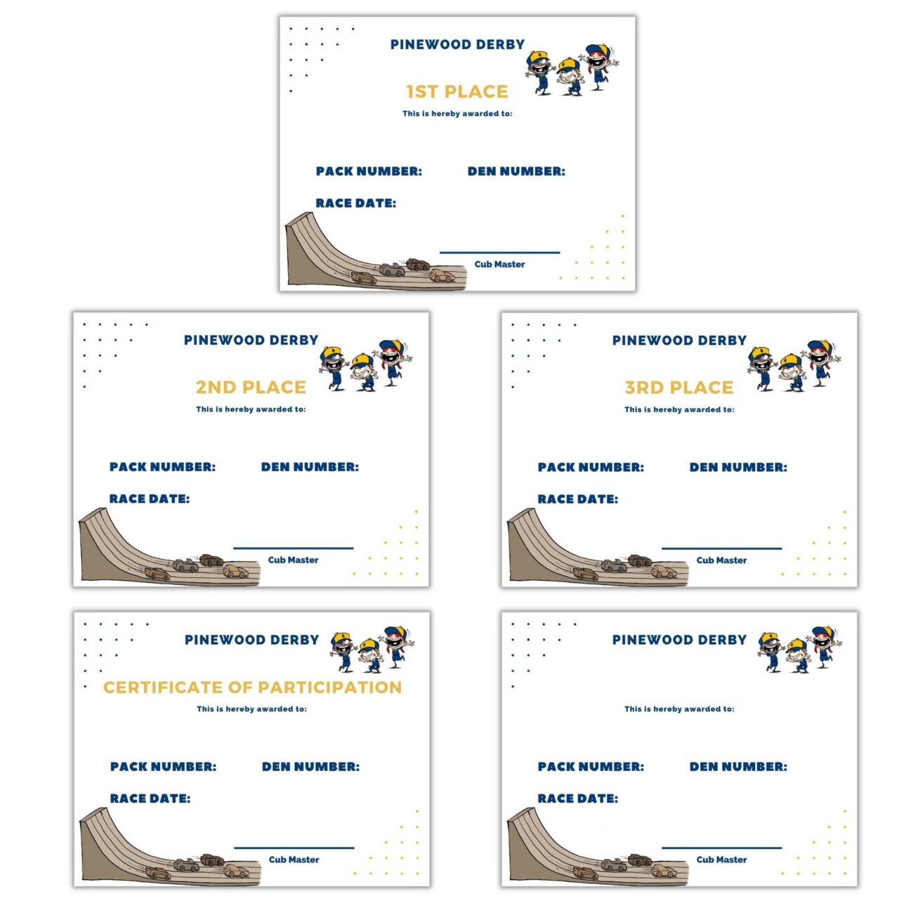 Free Printable Pinewood Derby Certificates Cub Scout Ideas