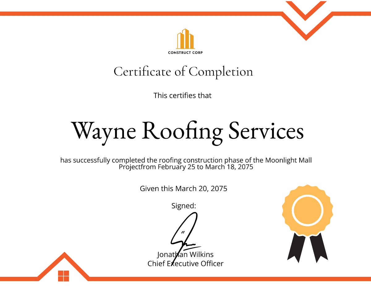Printable Roof Certification Printable Roof Certification