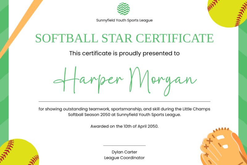 Free Printable Softball Certificate Templates
