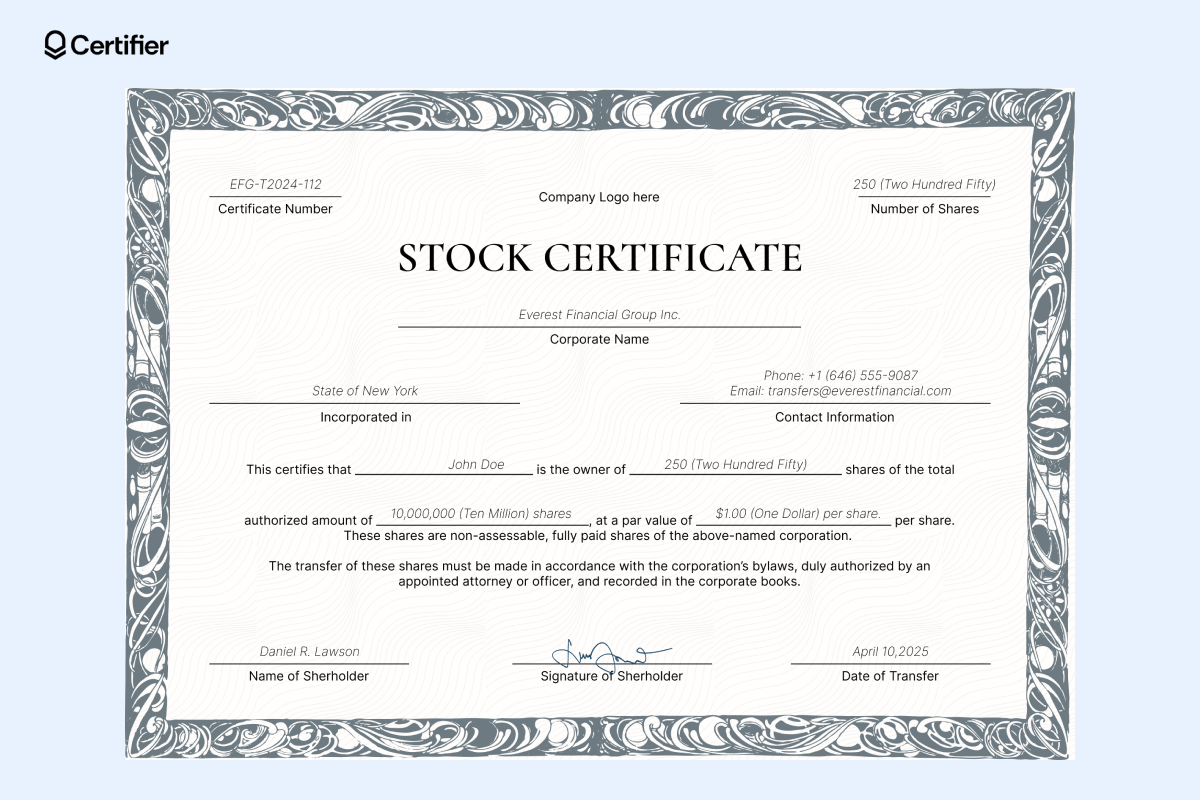 Free Printable Stock Certificate Free Printable Stock Certificate