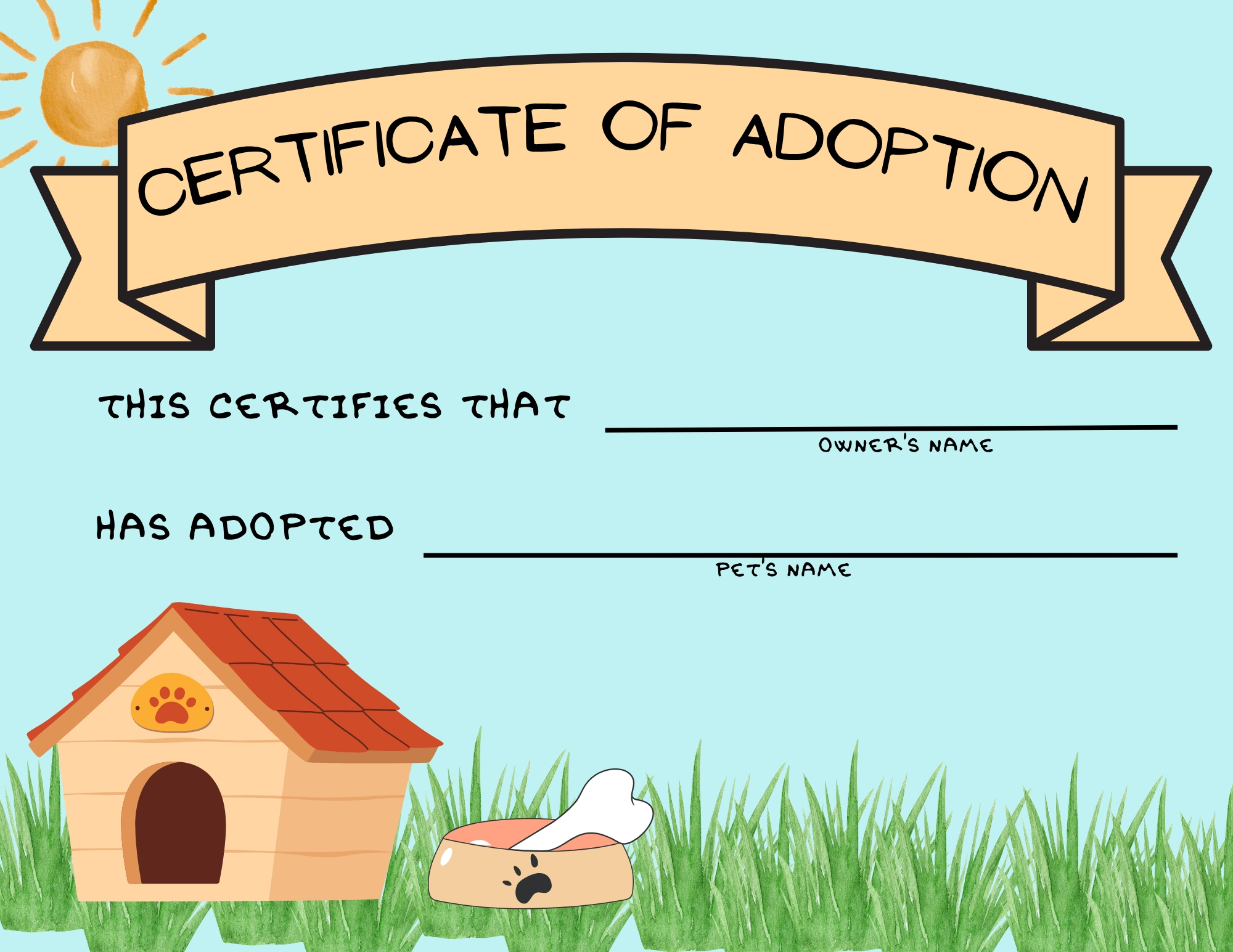 Printable Adoption Certificate Free