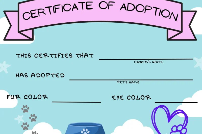 Baby Doll Adoption Certificate Free Printable