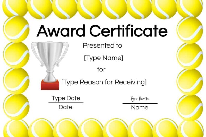 Tennis Certificates Printable