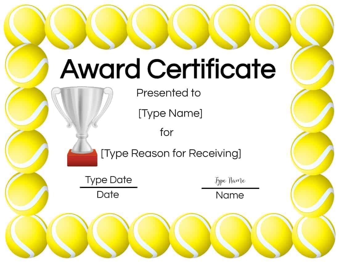 Free Tennis Certificates Edit Online And Print At Home