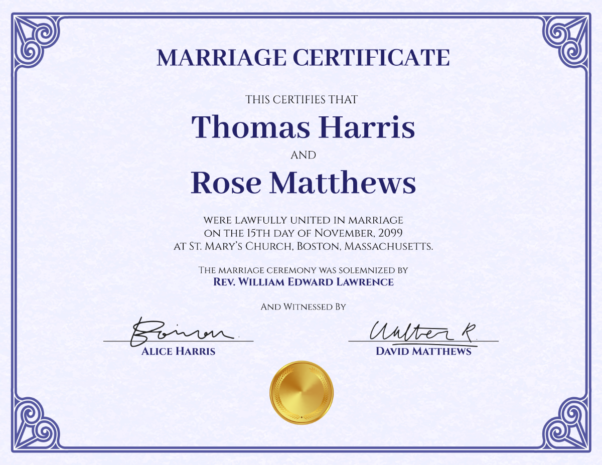 Free Traditional Marriage Certificate Template To Edit Online