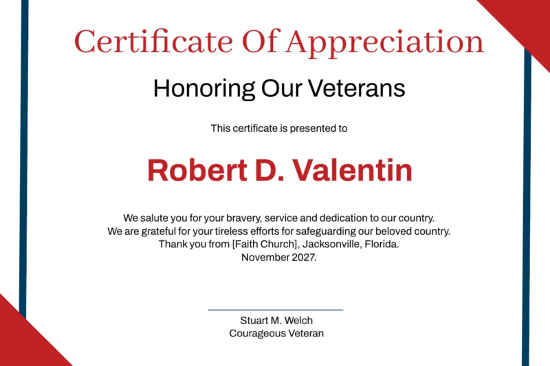 Free Printable Veteran Certificates