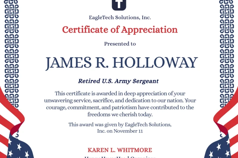 Free Veterans Day Printable Certificates