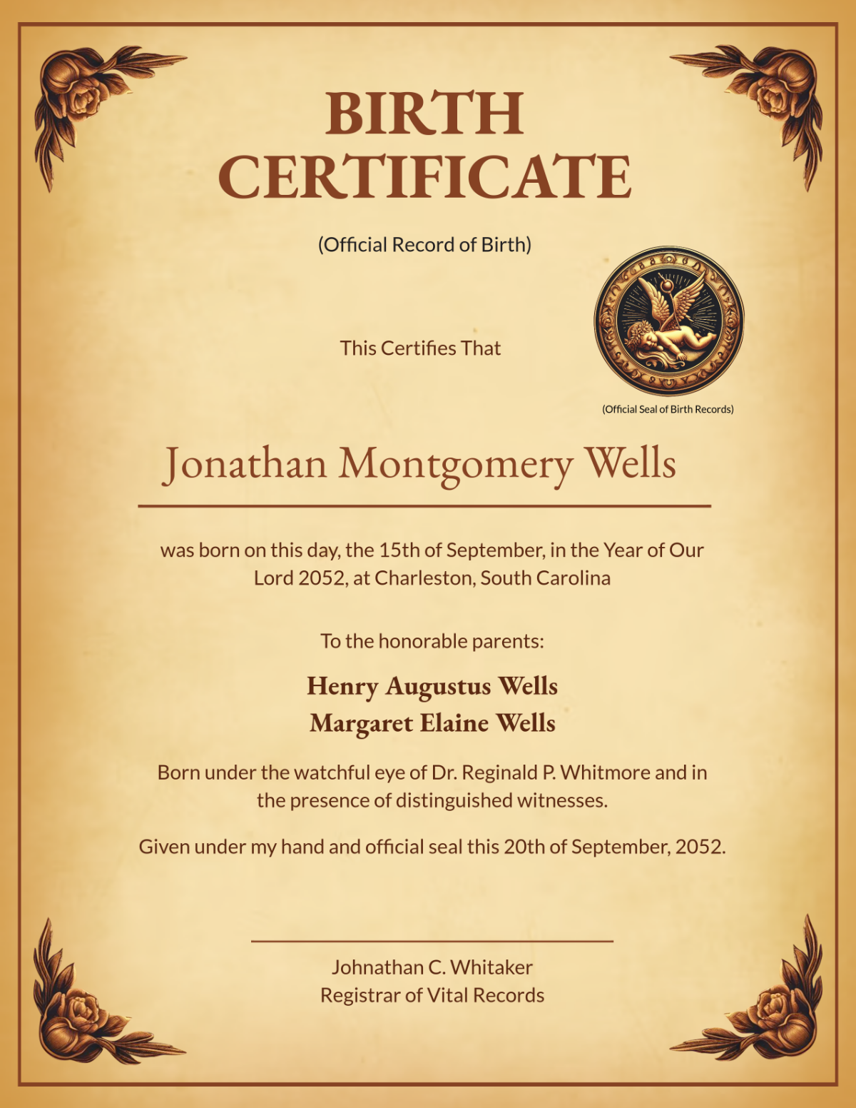 Printable Custom Birth Certificate
