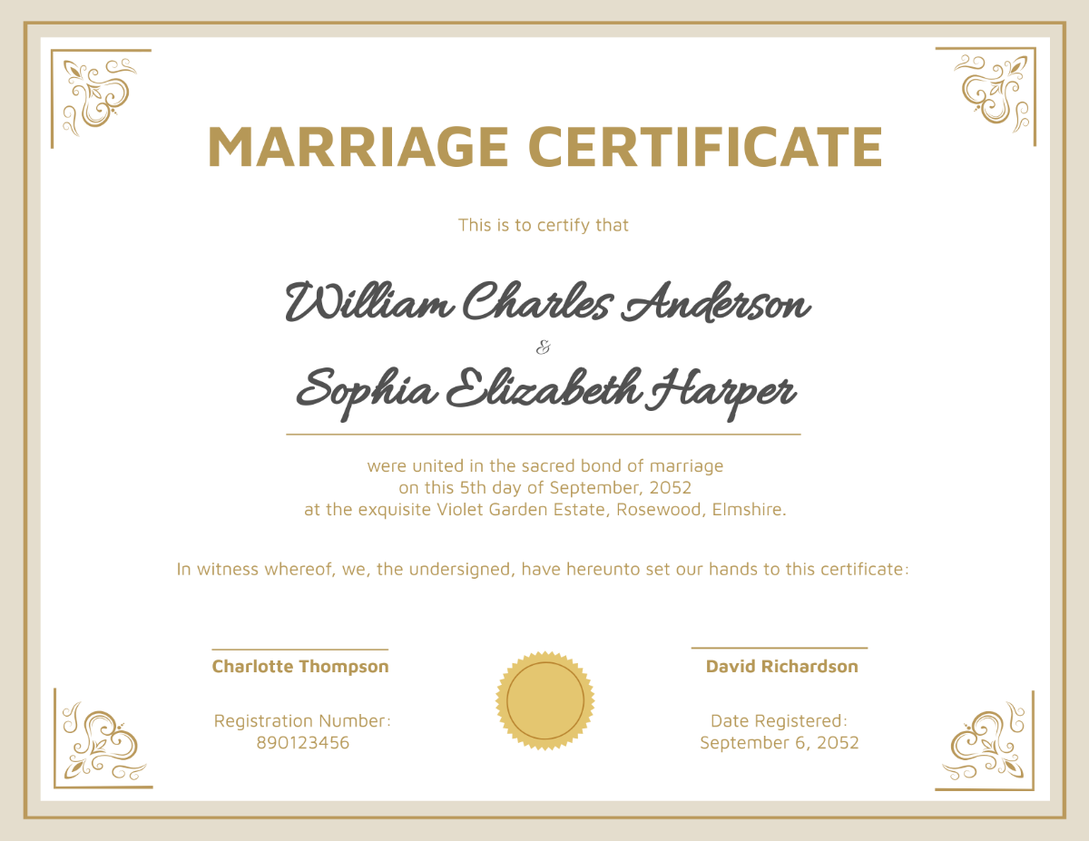 Free Virtual Marriage Certificate Template To Edit Online