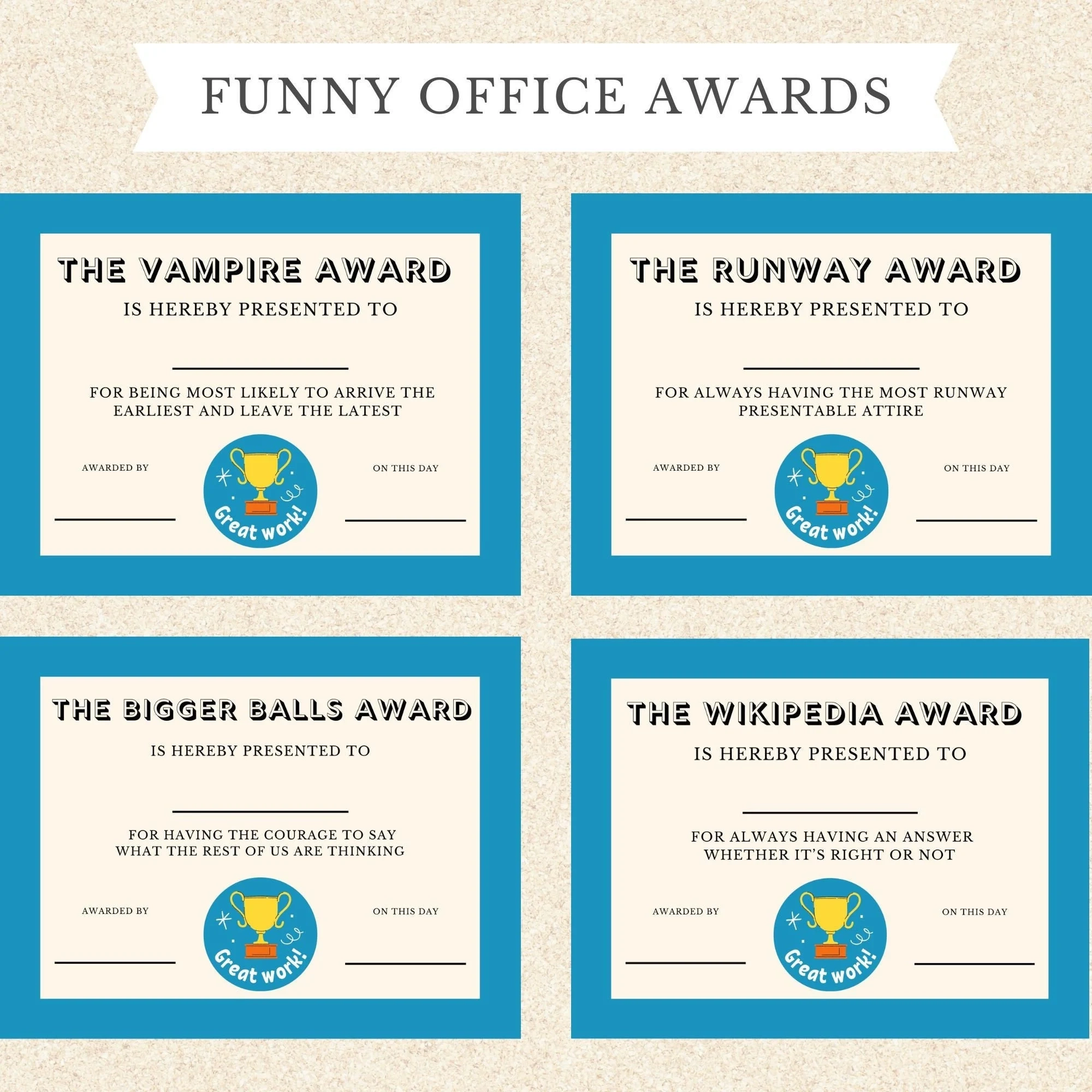 Free Printable Funny Certificates For Employees