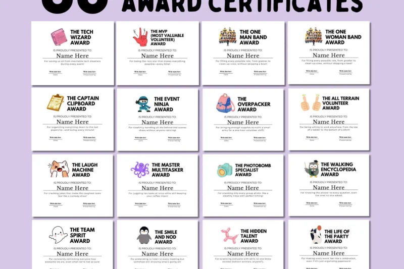 Funny Award Certificate Volunteer Printable
