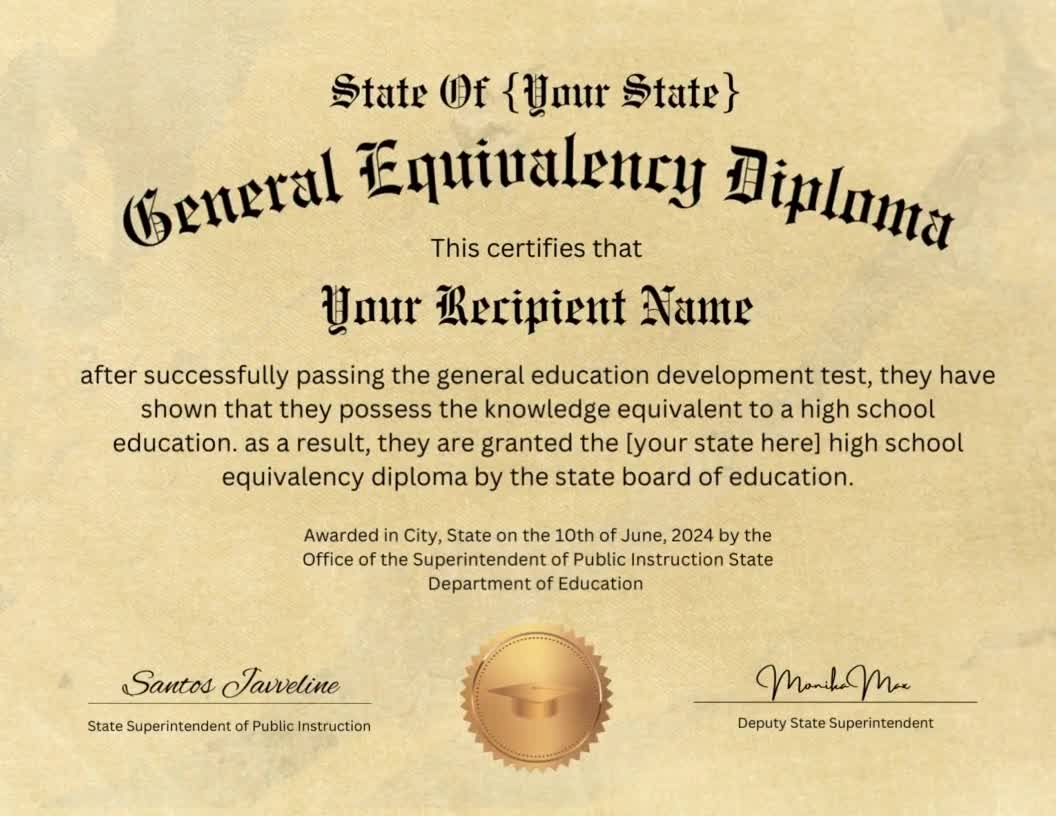 GED Diploma Certificate Template Editable Certificate Canva Template Diploma Certificate School Equivalency Diploma Instant Download Etsy