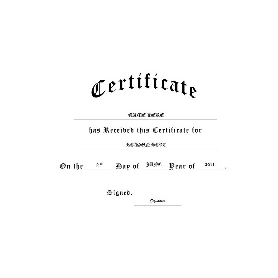 Generic Certificate Template TheRoyalStore