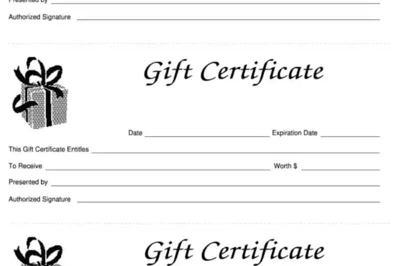 Blank Gift Certificates Printable