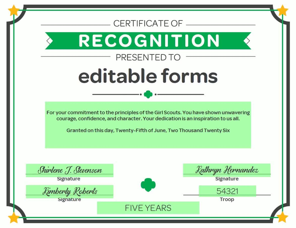 Printable Girl Scout Certificates