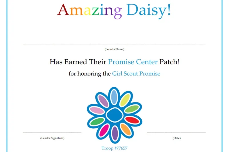 Girl Scout Awards Certificate Petals Printable