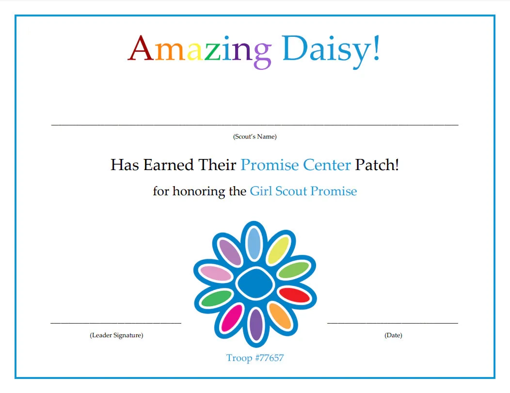Girl Scout Daisy Petal Award Certificates Downloadable PDF Etsy