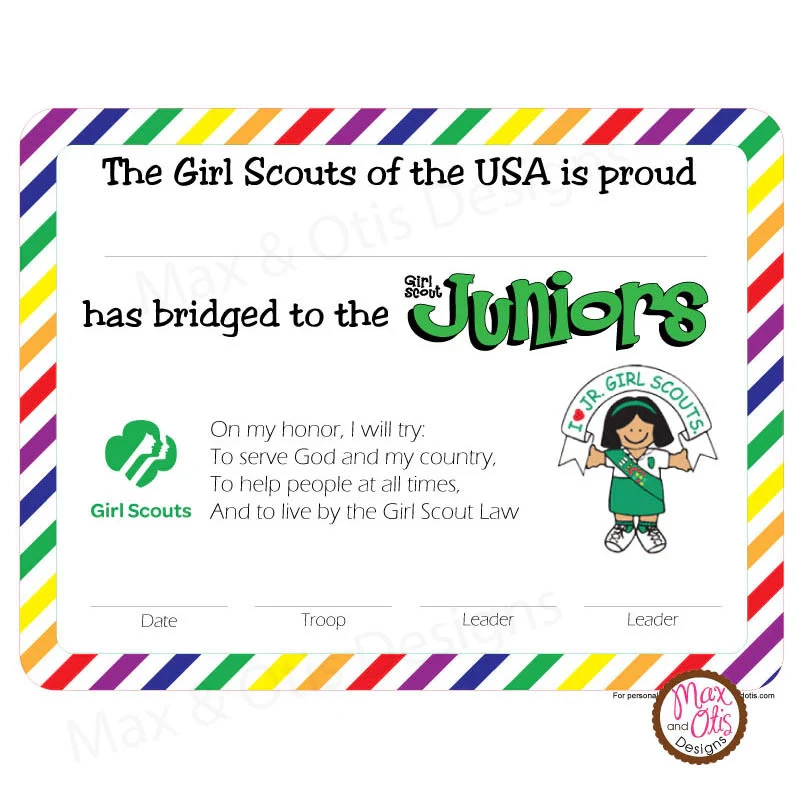 Printable Bridging Certificate Brownies To Juniors Printable Bridging Certificate Brownies To Juniors
