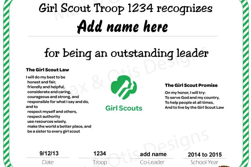 Printable Girl Scout Certificates