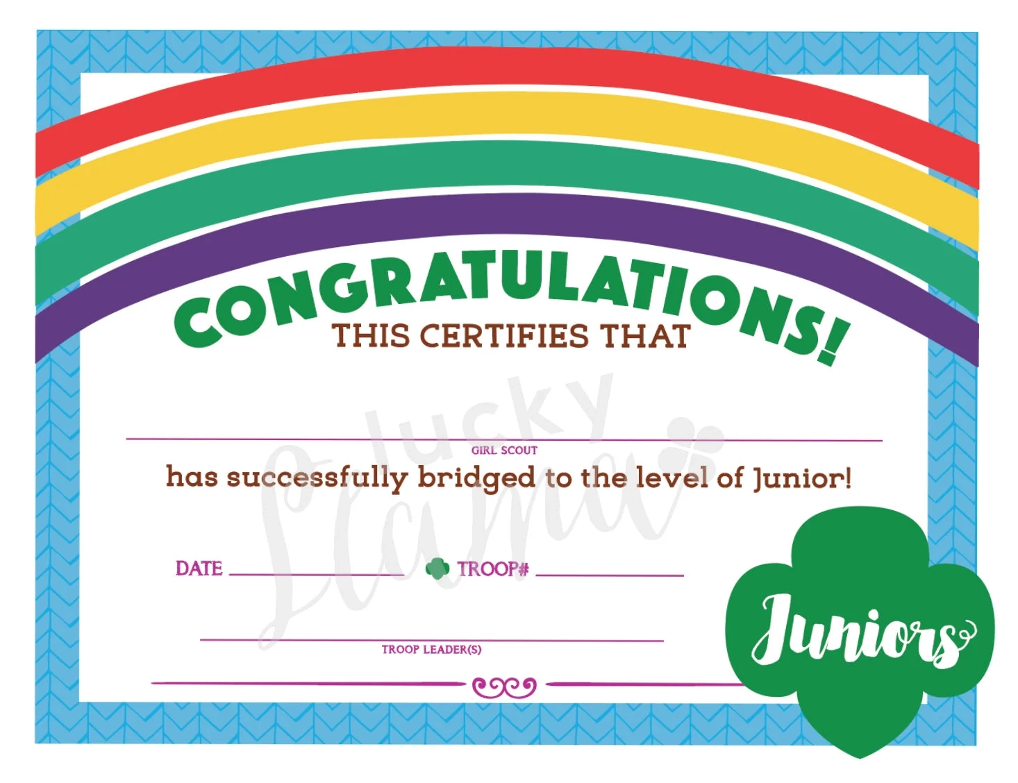Printable Junior Girl Scout Certificate Printable Junior Girl Scout Certificate