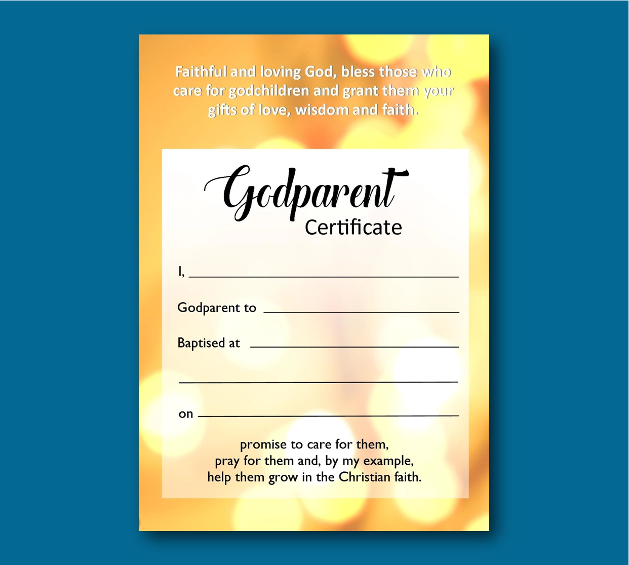 Godparent Certificate Printable