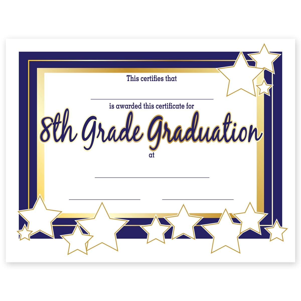Gold Outlined Stars 8th Grade Graduation Certificates It s Elementary