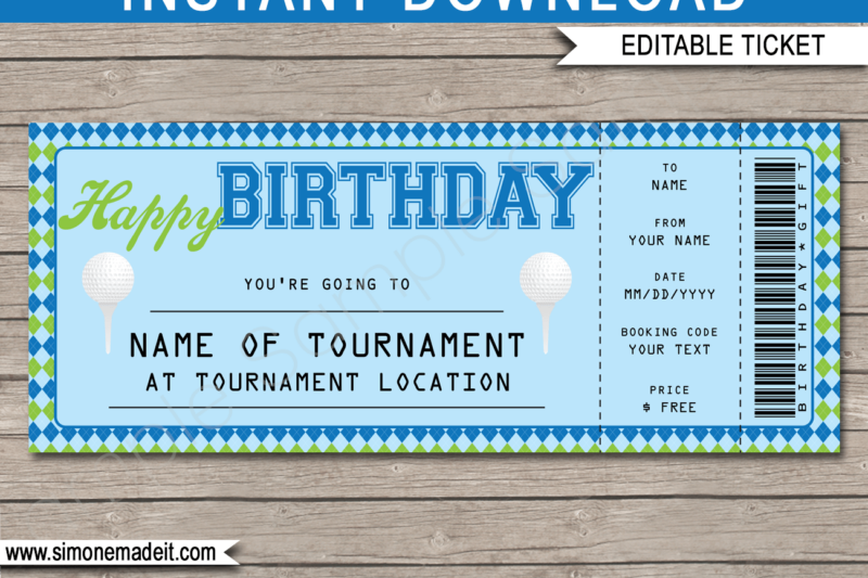 Golf Gift Certificate Printable