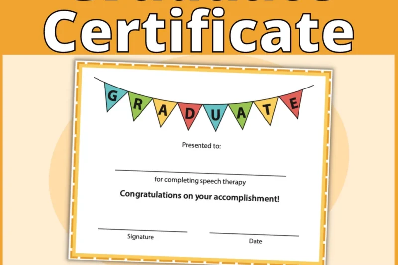 Speech Therapy Graduation Certificate Printable