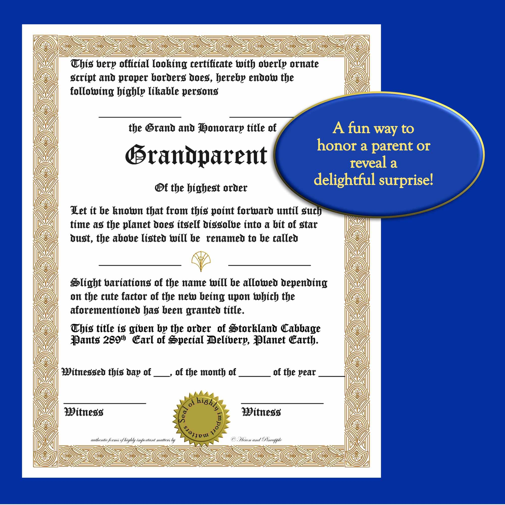 Grandparent Announcement Certificate