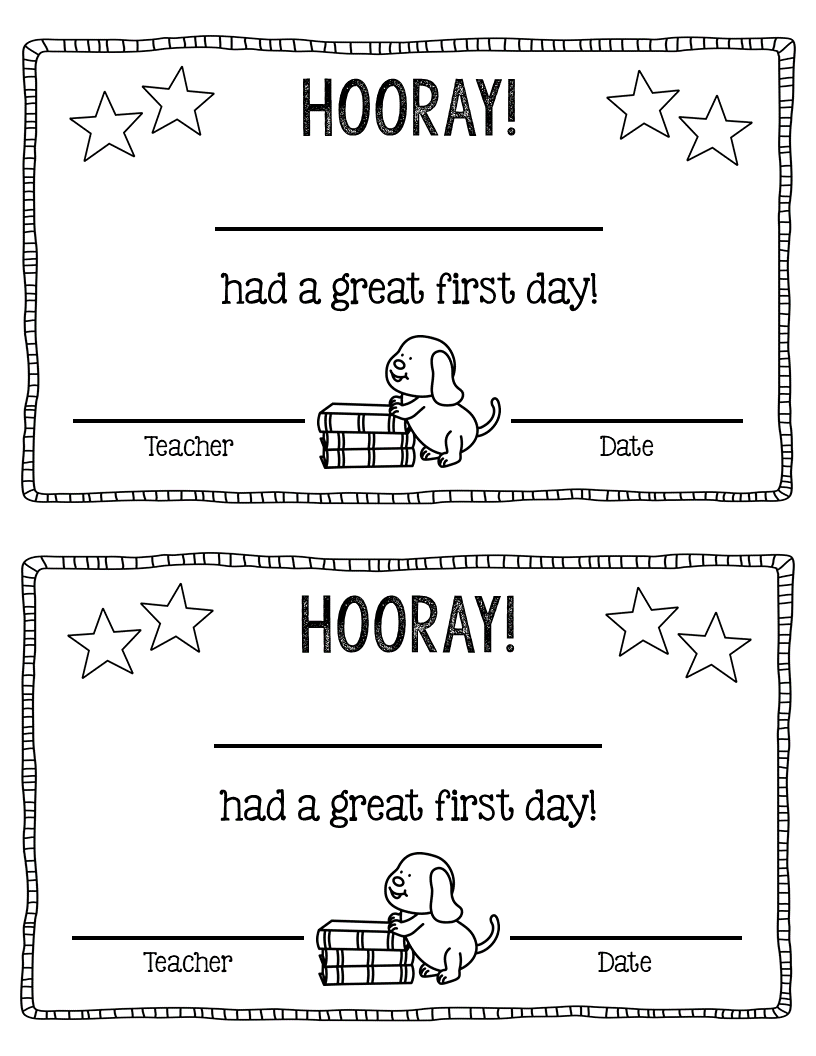 Great First Day Certificate Made By Teachers