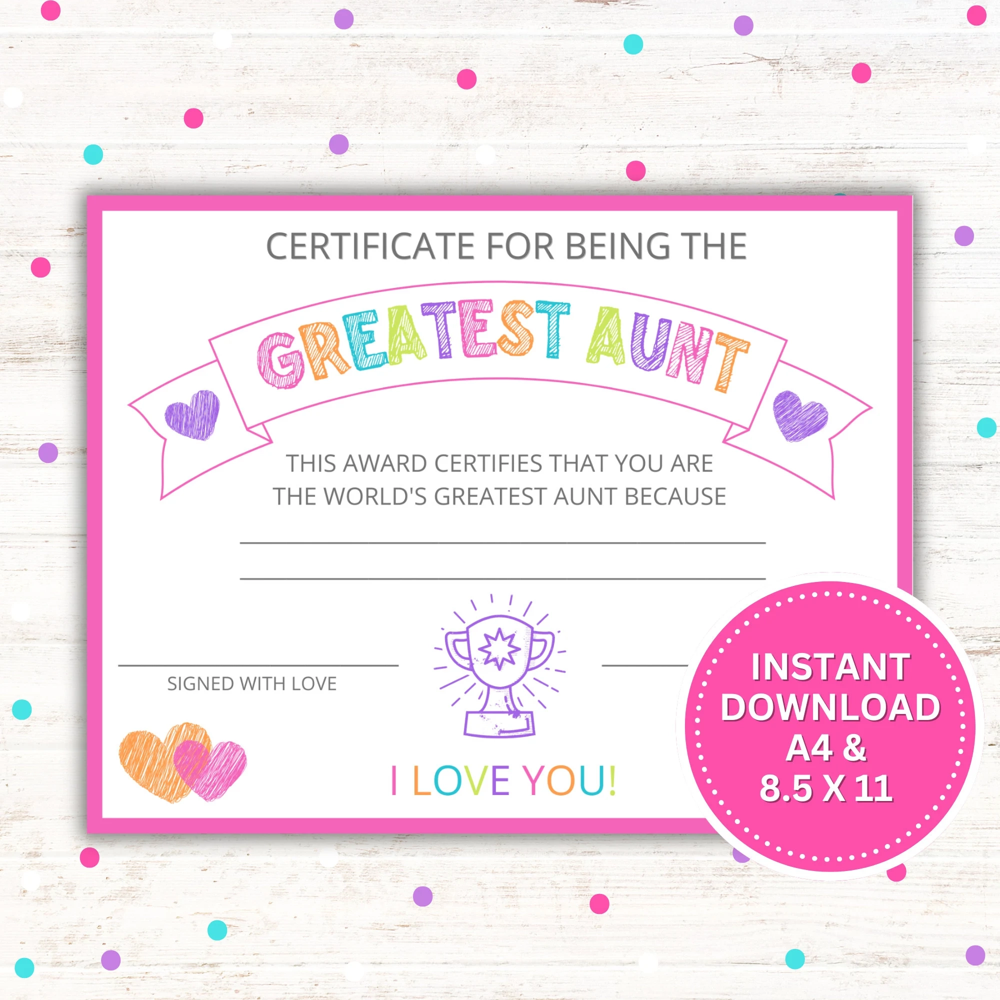 Greatest Aunt Certificate Printable Mother s Day Gift Birthday Gift Instant Download PDF And JPG Etsy Greatest Aunt Certificate Printable Mother s Day Gift Birthday Gift Instant Download PDF And JPG Etsy