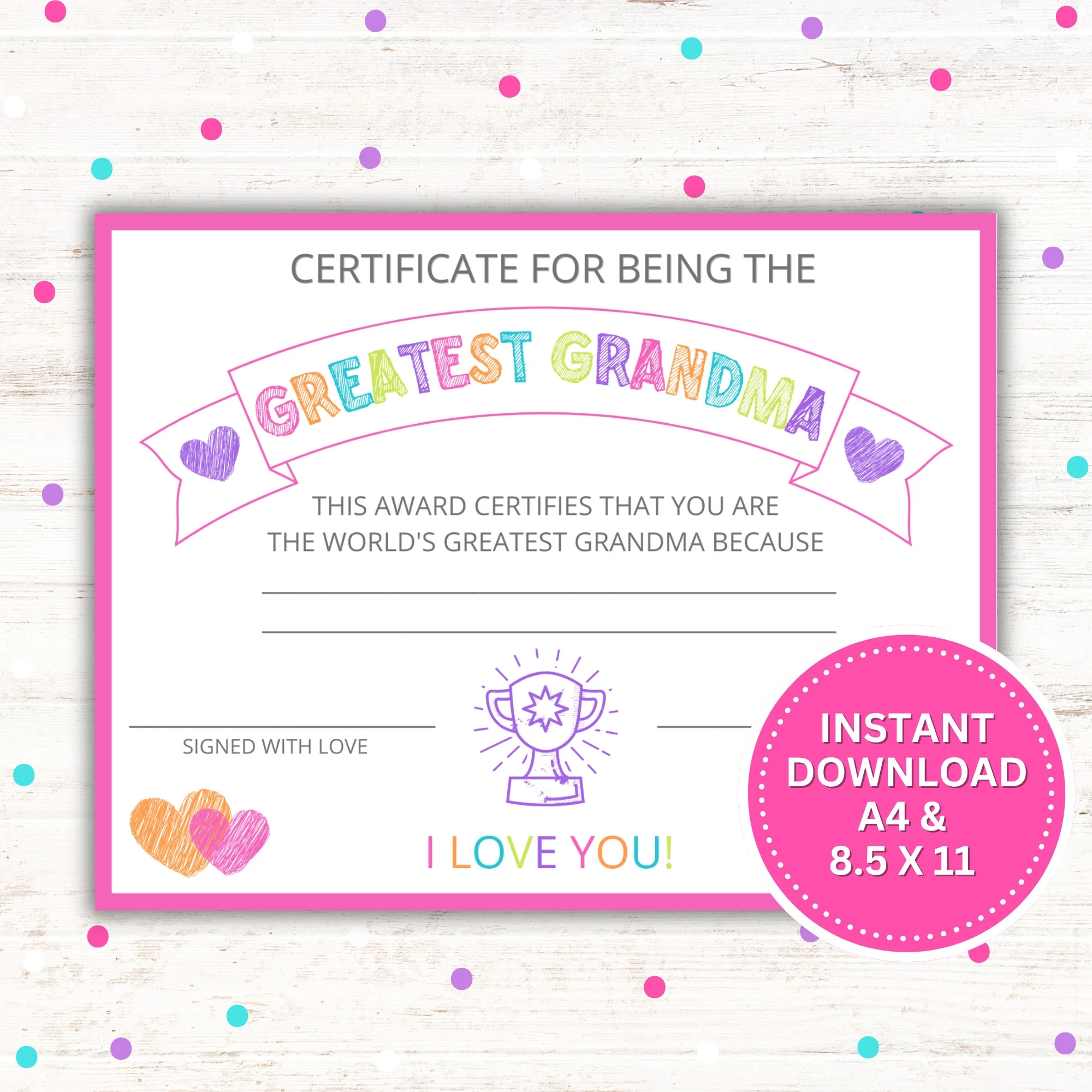 Greatest Grandma Certificate Fill in Gift digital Download Etsy Greatest Grandma Certificate Fill in Gift digital Download Etsy
