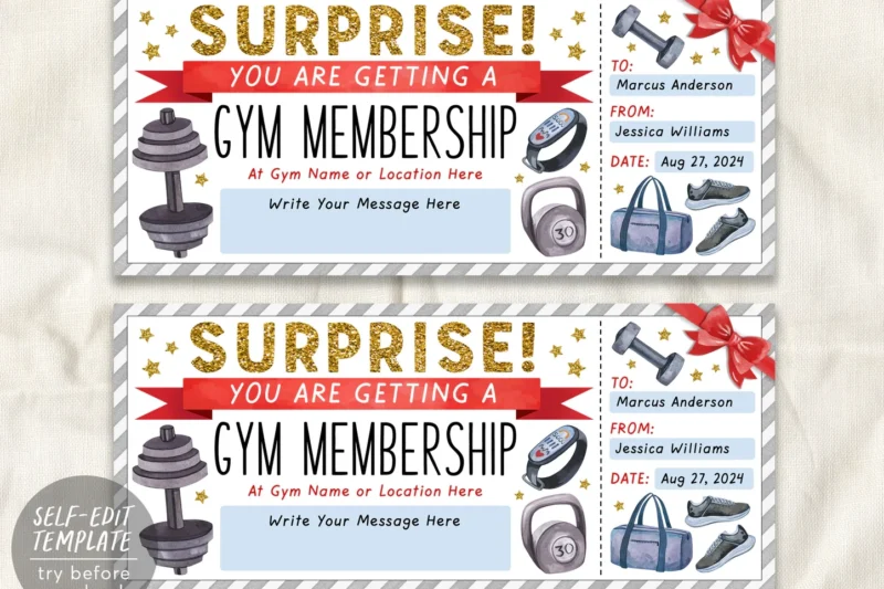 Printable Gift Certificates For Fitness