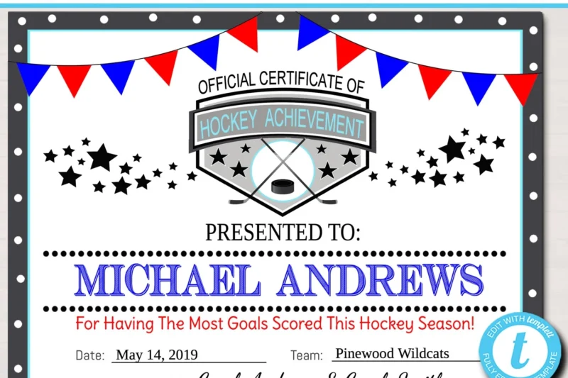 Ice Hockey Certificates Printable