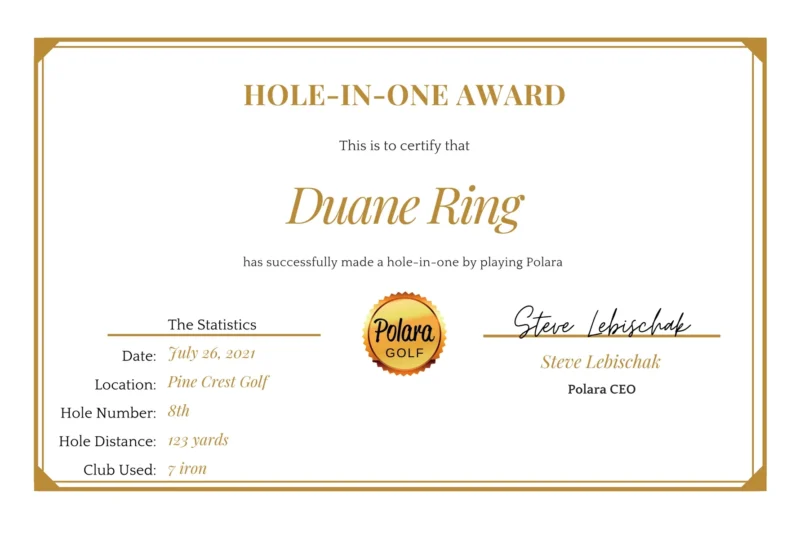 Free Hole In One Certificates Printable